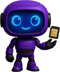 Robot holding a floating SIM card Robot holding a floating SIM card